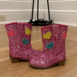 Lola + the Boys NWOT STUNNING Pink Glitter Boots